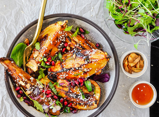 Miso glazed eggplant with Cape Coastal Fynbos Honey